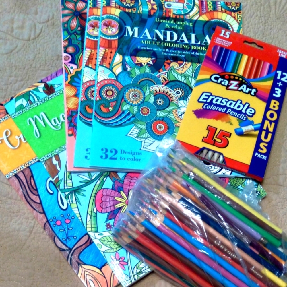 Happiness - 5 Coloring Books - 100+ Colored Pencils